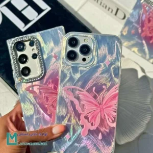 قاب گوشی موج پروانه صورتی فانتزی و دخترانه