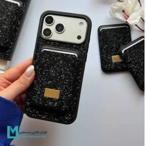 قاب گوشی سواروسکی ولت‌دار مشکی