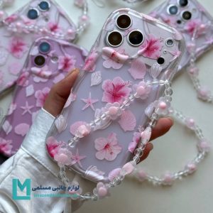 قاب فانتزی طرح دریایی صورتی به همراه دستبند ست کد C3120 | لوازم جانبی مسلمی